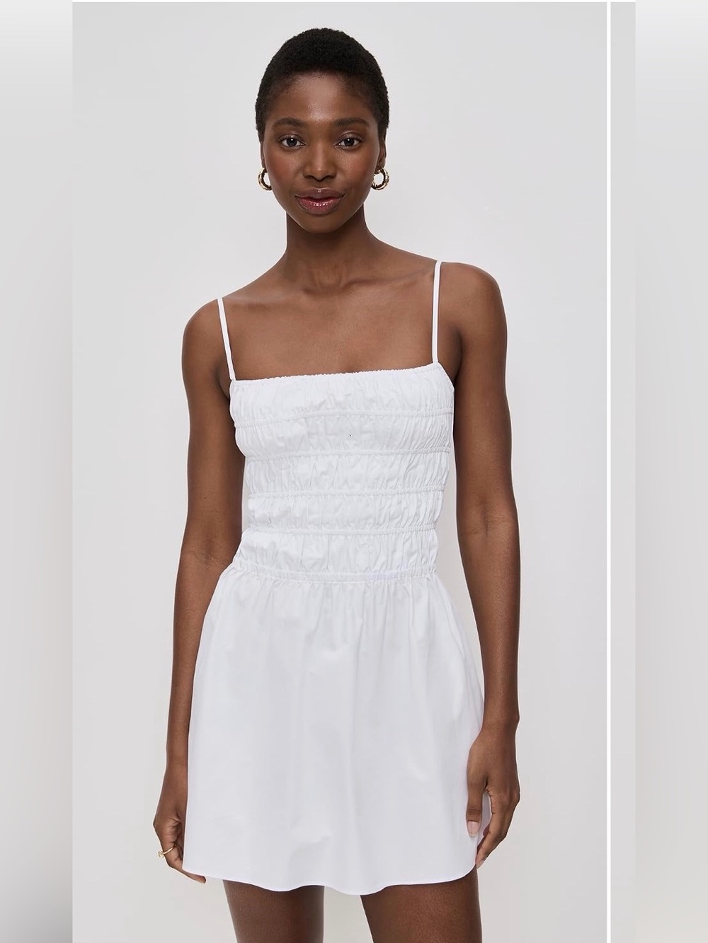 SOLID & STRIPED White Smocked Mini Dress with Spaghetti Straps Shopbop
